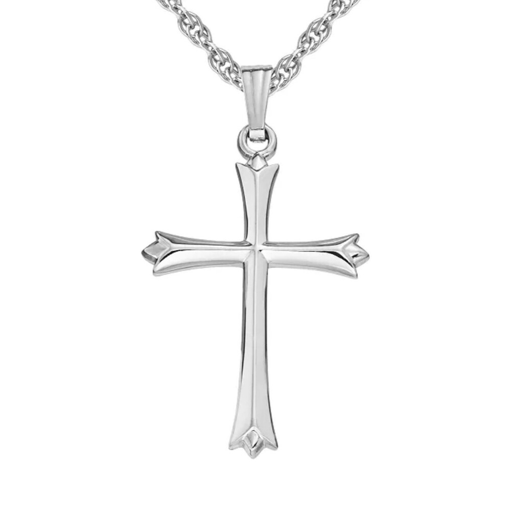 Pointed Tip Polished Cross 18" Pendant Necklace in Sterling Silver NWT